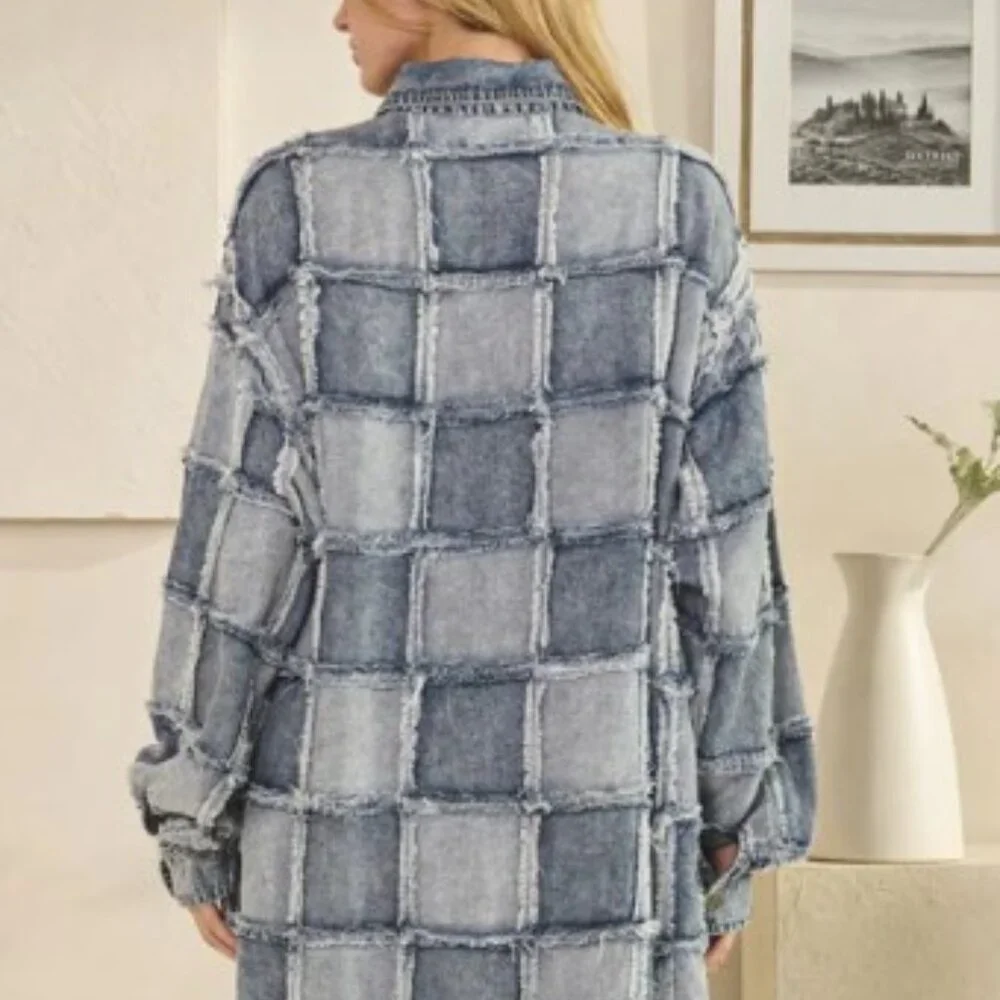Oli & Hali Mineral Wash Oversized Patchwork Shirt Dress - Picture 3 of 7